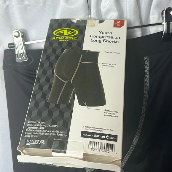Athletic Works Youth Compression Long Shorts Boys Size 8 Black NWT - Picture 4 of 6